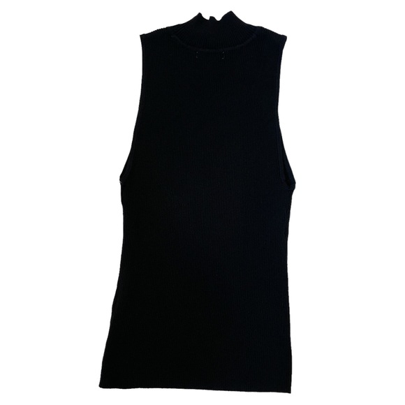 BAR III Pointelle Mock-Neck Sleeveless Sweater in Black NWT - Size Medium - Picture 4 of 4